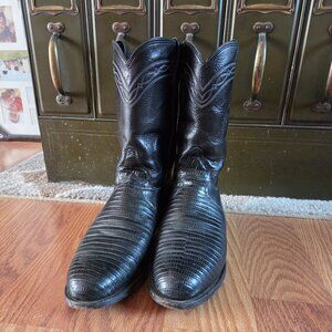 Justin Roper Boots, black lizzard